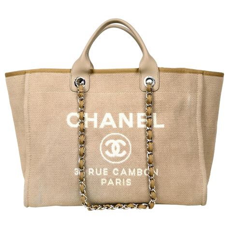 beige chanel canvas tote|Chanel tote bag canvas price.